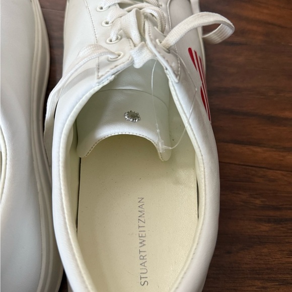 Stuart Weitzman Low Too Heart Men’s White leather Sneakers-Size 12 - Picture 10 of 14